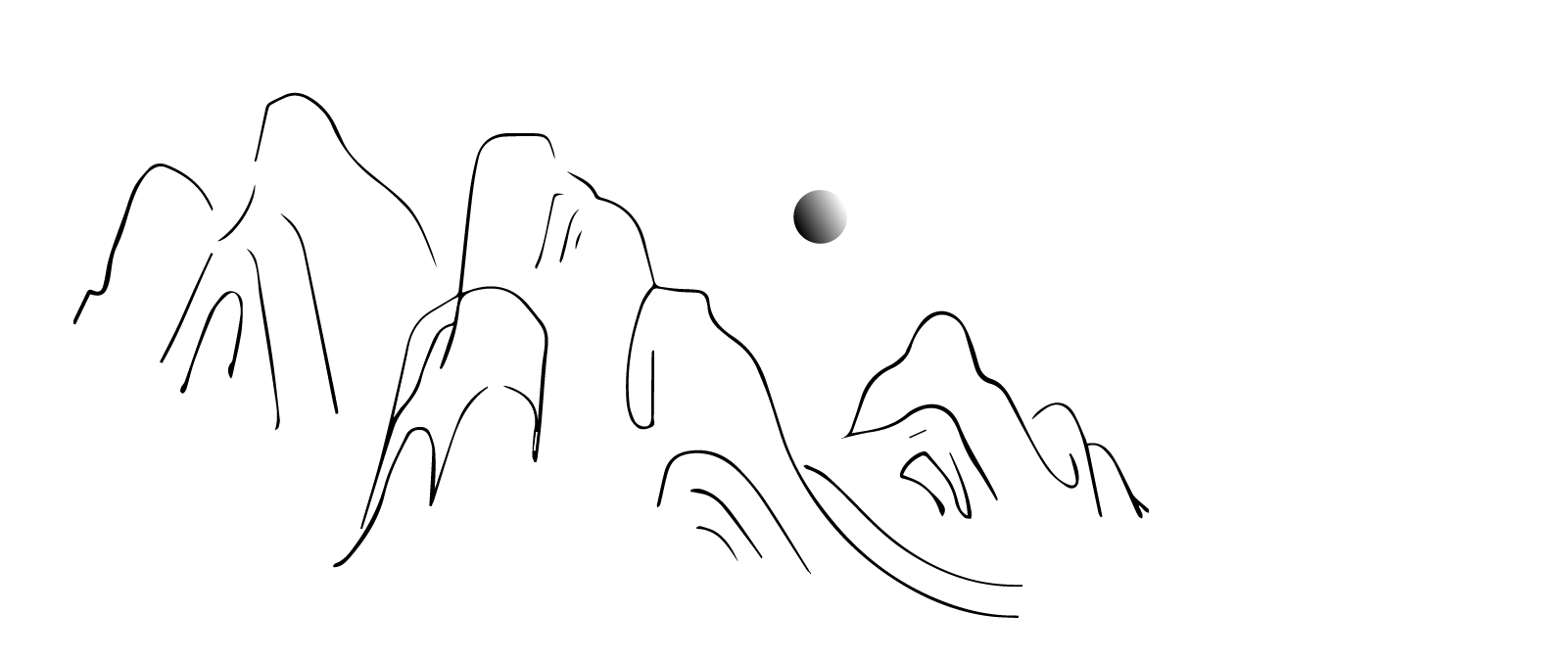 Montañas con el kanji de Ikigai como marca de agua